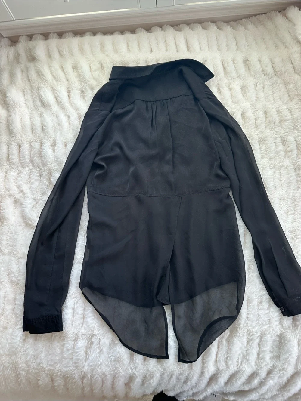 Free People Best of Both Worlds Black Sheer Button-Up Blouse Size XS